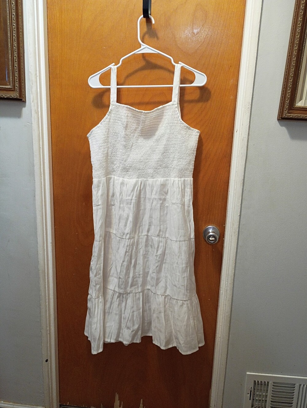 White Smocked Bodice Tiered Sundress